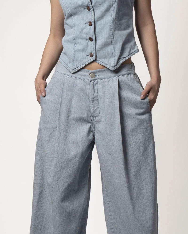 PANTALON DENIM BALLOON MOMCHIC CELESTE - 4