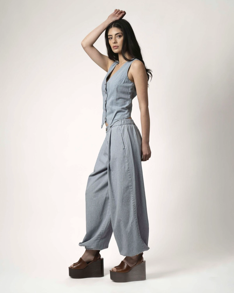 PANTALON DENIM BALLOON MOMCHIC CELESTE - 5