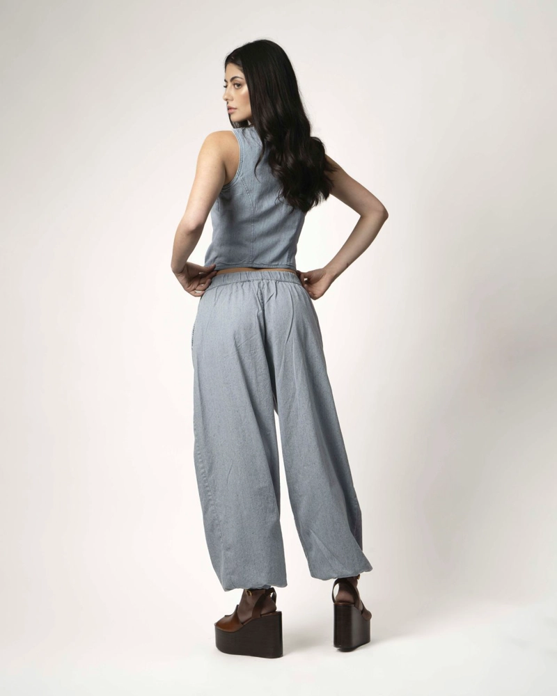 PANTALON DENIM BALLOON MOMCHIC CELESTE - 6