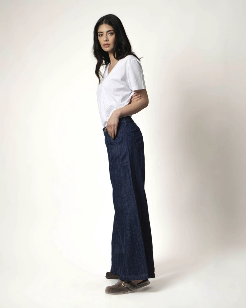JEANS CAMPANA FLARE AZUL MOMCHIC AZUL OSCURO - 3