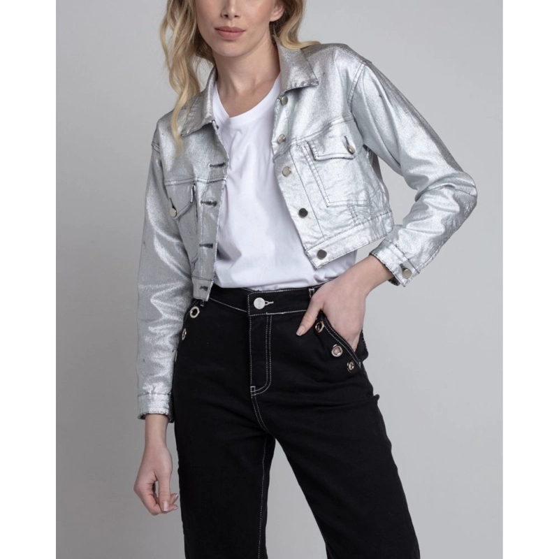 CHAQUETA CORTA PLATEADA MOMCHIC PLATEADO - 1