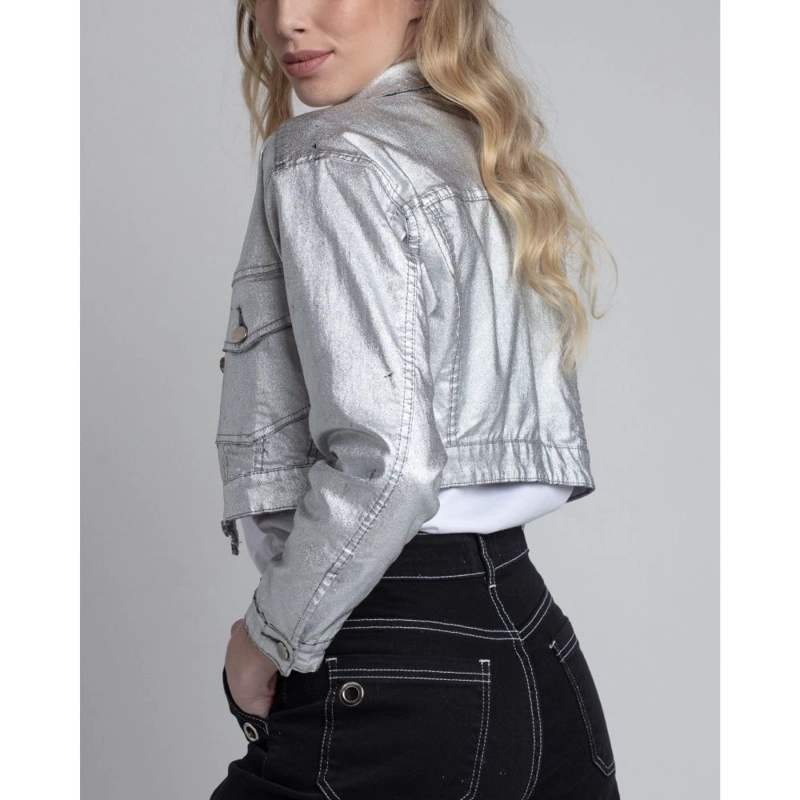 CHAQUETA CORTA PLATEADA MOMCHIC PLATEADO - 2
