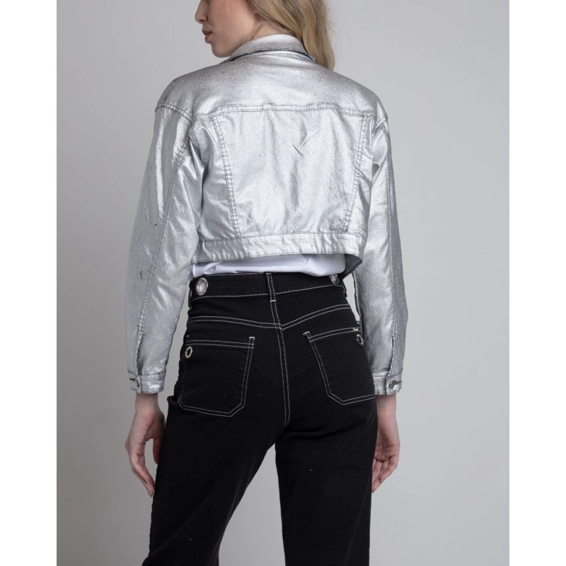 CHAQUETA CORTA PLATEADA MOMCHIC PLATEADO - 3