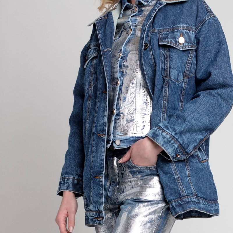 CHAQUETA MUJER CHIPORRO CUELLO METALIZADO MOMCHIC MOMCHIC AZUL - 1