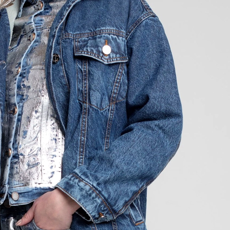 CHAQUETA MUJER CHIPORRO CUELLO METALIZADO MOMCHIC MOMCHIC AZUL - 3