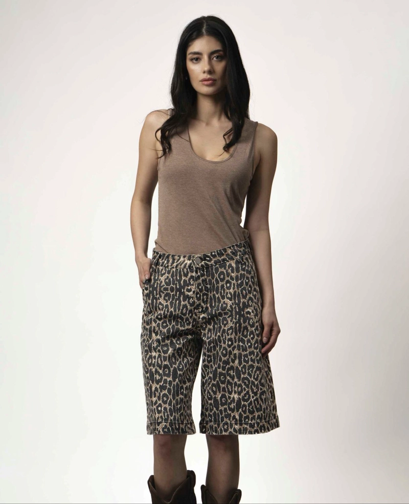 BERMUDA PALAZO ANIMAL PRINT MOMCHIC AZUL - 1