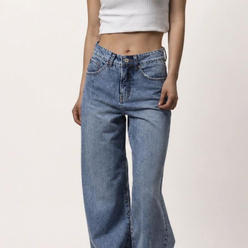JEANS MOMCHIC STELLA NEW AZUL WIDE LEG TIRO ALTO ALGODON MOMCHIC AZUL - 2
