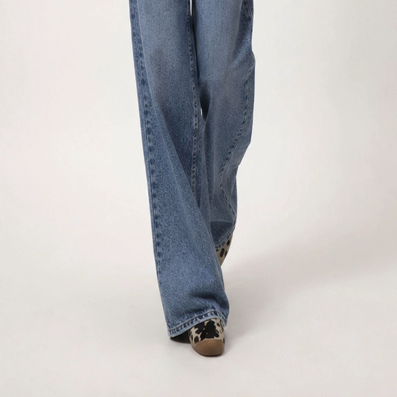 JEANS MOMCHIC STELLA NEW AZUL WIDE LEG TIRO ALTO ALGODON MOMCHIC AZUL - 5