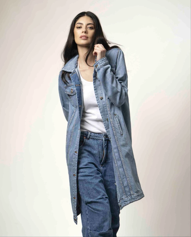 CHAQUETA MELI EXTRA LARGA AZUL MOMCHIC AZUL - 1