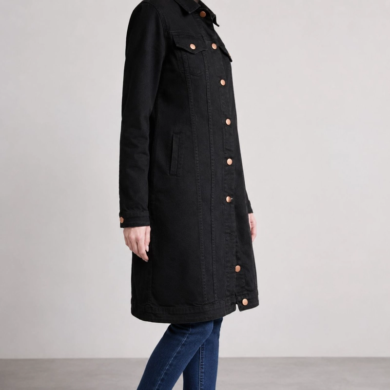 CHAQUETA EXTRA LARGA NEGRA MOMCHIC NEGRO - 1
