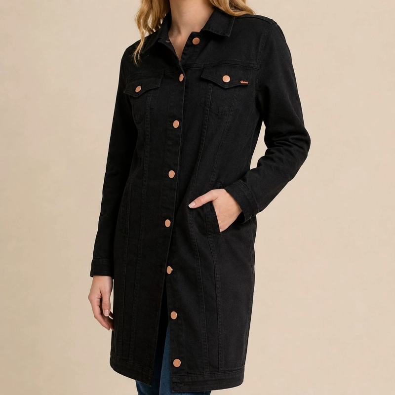 CHAQUETA EXTRA LARGA NEGRA MOMCHIC NEGRO - 4