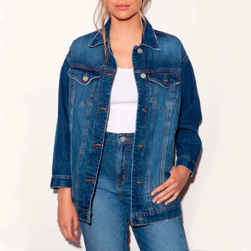 CHAQUETA RAMONA OVER SIZE RECTA MOMCHIC AZUL - 1