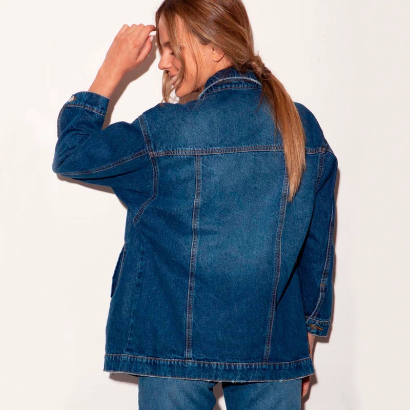 CHAQUETA RAMONA OVER SIZE RECTA MOMCHIC AZUL - 2