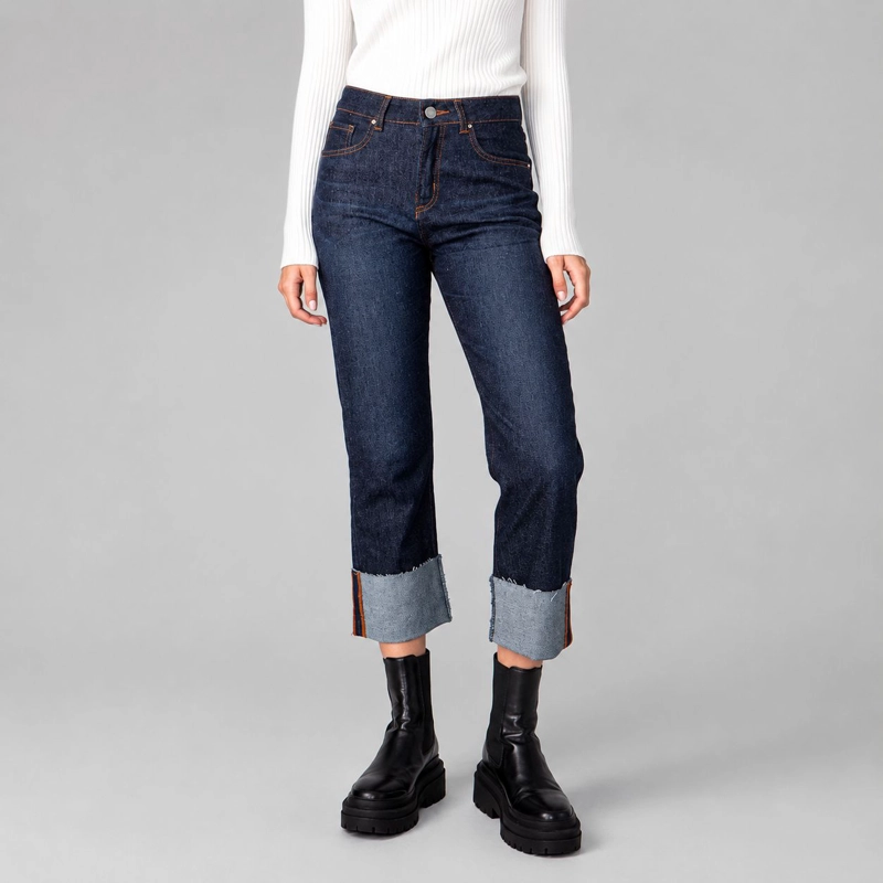 JEANS RECTO JULIETA RAW MOMCHIC AZUL - 1