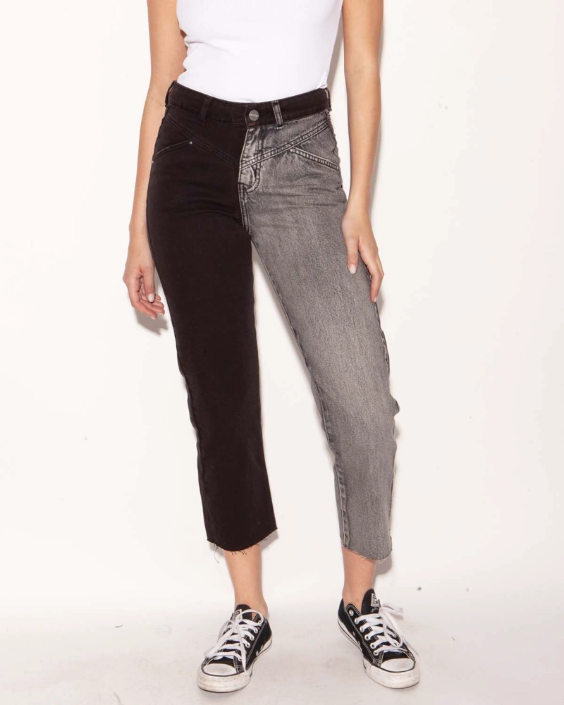 JEANS REBECA BICOLOR NEGRO MOMCHIC NEGRO - 1