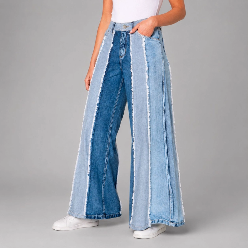 JEANS WIDE AURORA FLECOS MOMCHIC CELESTE - 2