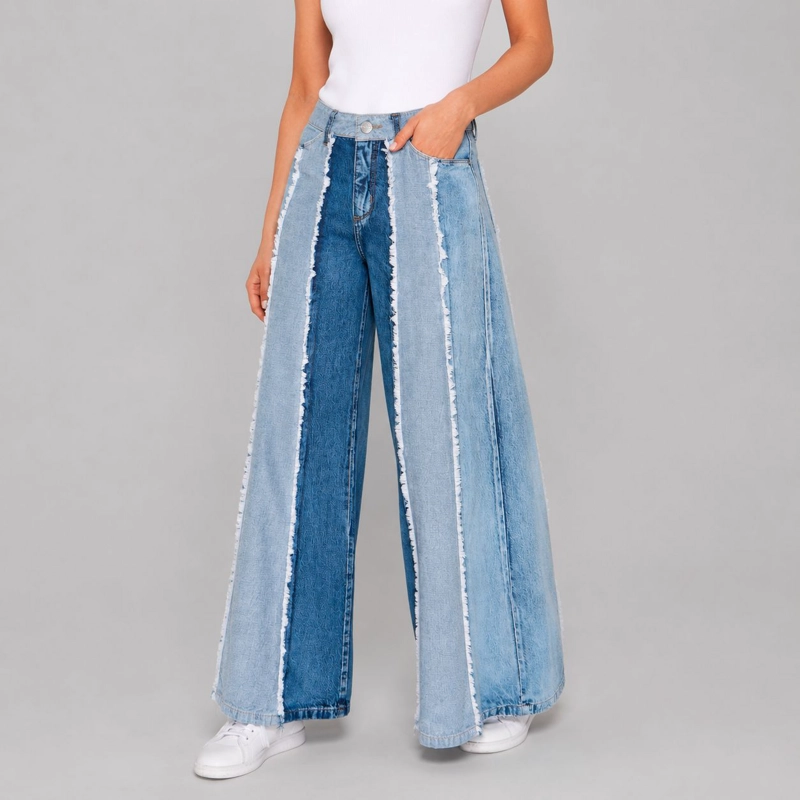 JEANS WIDE AURORA FLECOS MOMCHIC CELESTE - 3