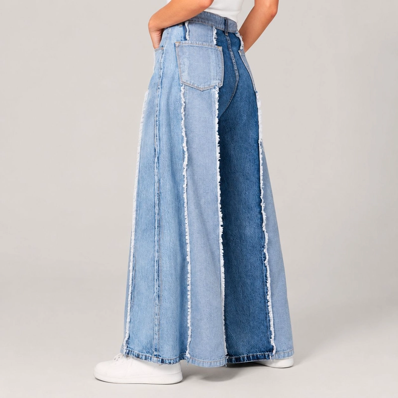 JEANS WIDE AURORA FLECOS MOMCHIC CELESTE - 4