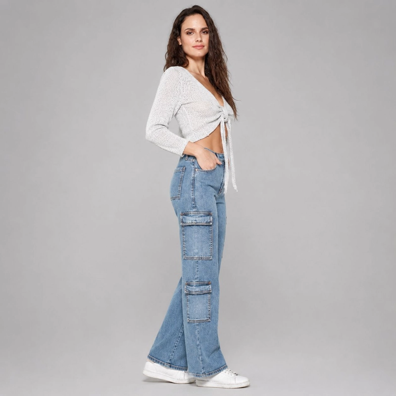 JEANS CARGO AZUL BOLSILLOS MOMCHIC AZUL - 3
