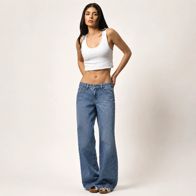 JEANS TIRO BAJO NOLITA CELESTE MUJER MOMCHIC MOMCHIC AZUL - 1
