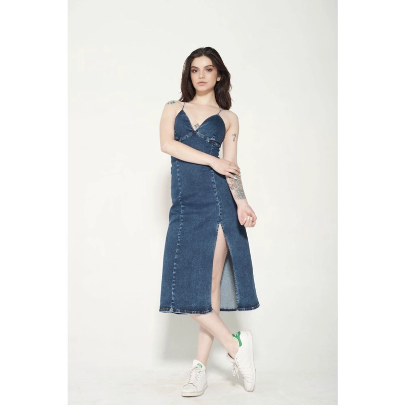 VESTIDO LARGO PAVILO AZUL MOMCHIC AZUL - 1