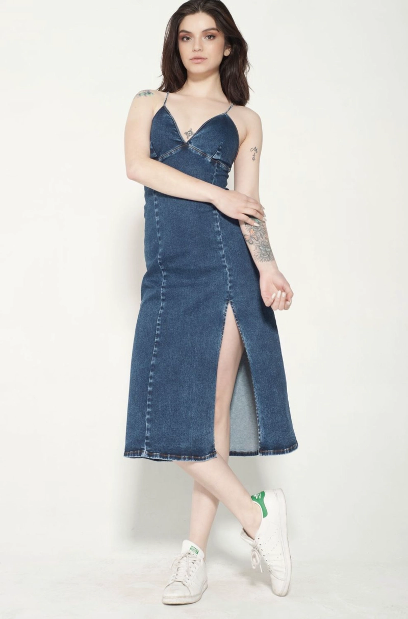 VESTIDO LARGO PAVILO AZUL MOMCHIC AZUL - 3