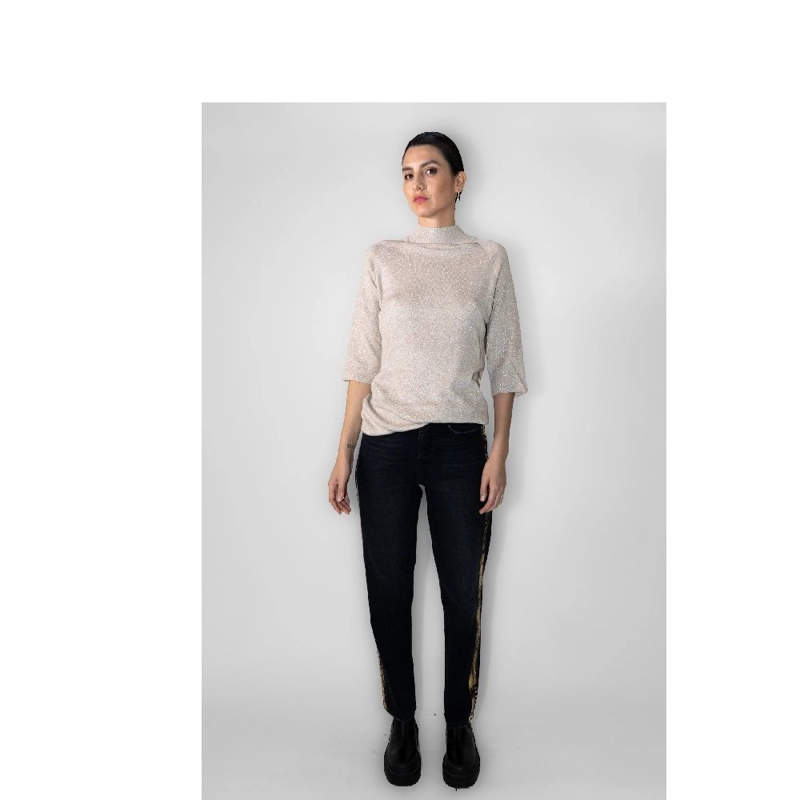 JEANS TOKIO FRANJA DORADA MOMCHIC NEGRO - 4
