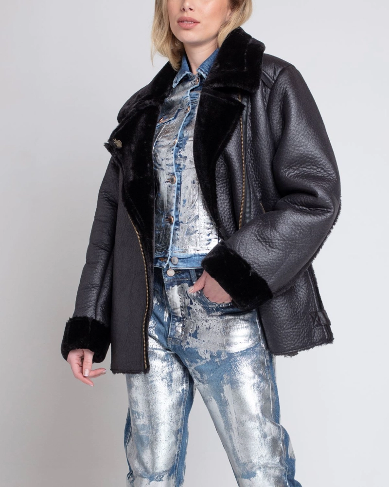 CHAQUETA AVIADORA NEGRO MOMCHIC NEGRO - 1