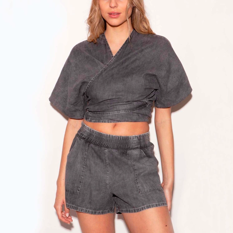 KIMONO MINI GRIS GRAVILLADO MOMCHIC GRIS - 1