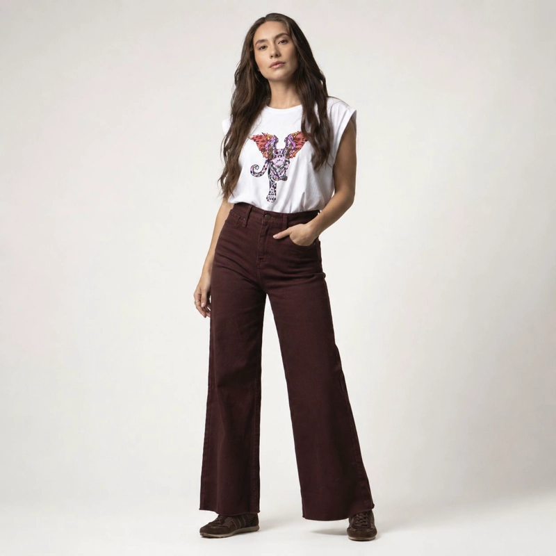 JEANS CULOTTE BURDEO LUPE MOMCHIC BURDEOS - 1