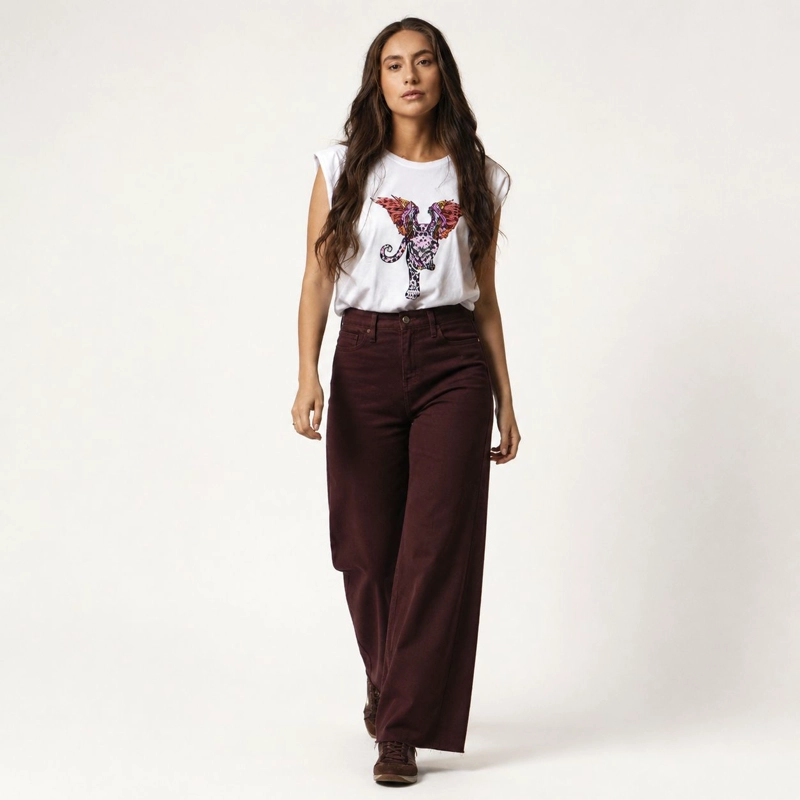 JEANS CULOTTE BURDEO LUPE MOMCHIC BURDEOS - 2