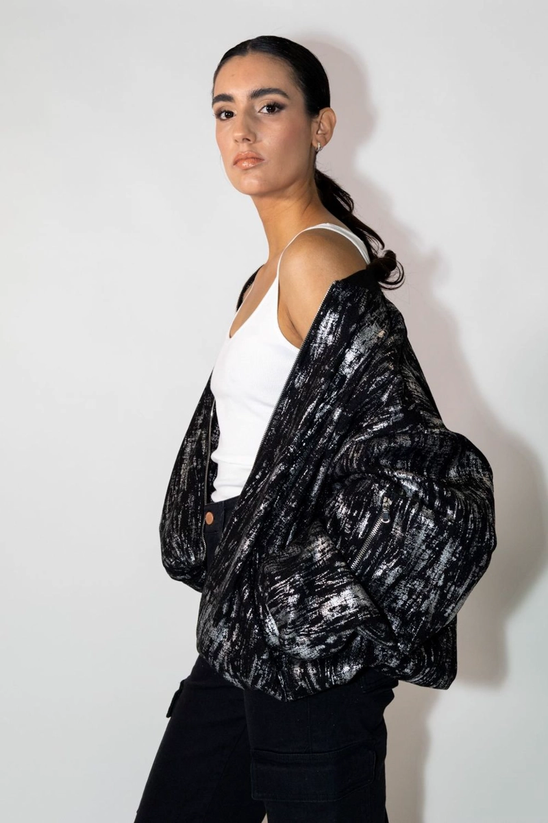CHAQUETA BOMBER FOLEA NEGRA MOMCHIC NEGRO - 2