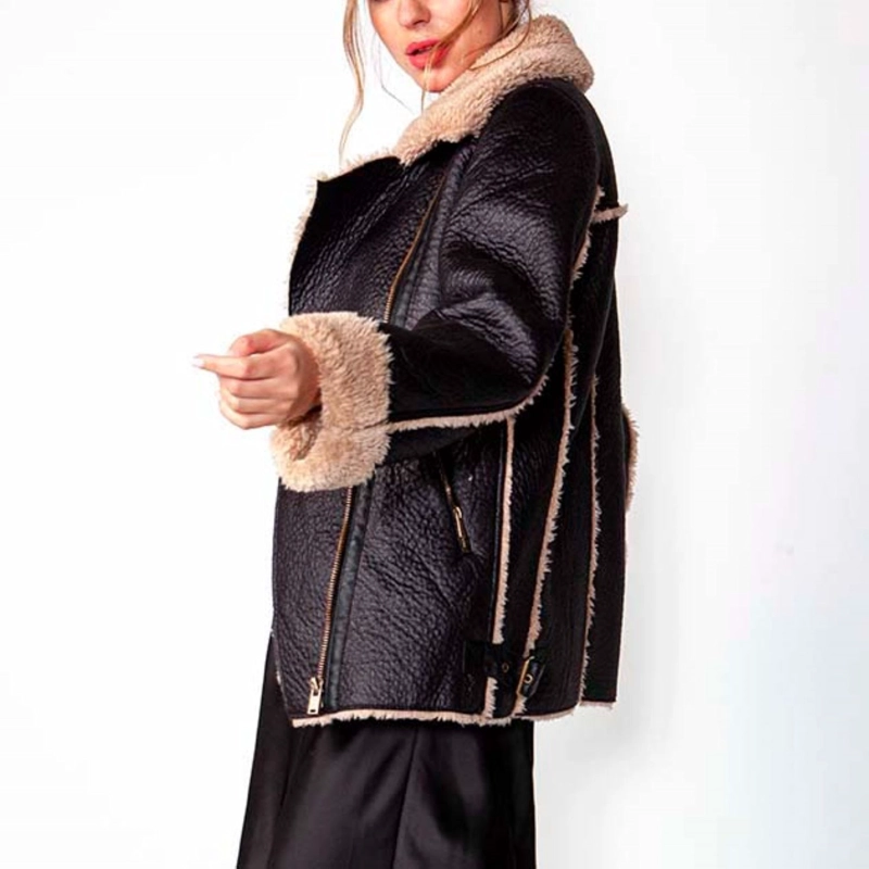CHAQUETA AVIADORA BEIGE MOMCHIC CAFE - 2