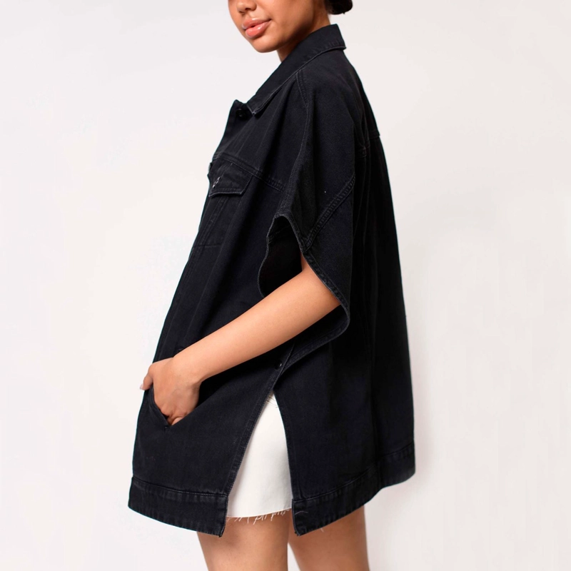 CHAQUETA CAPA OVER SIZE MOMCHIC NEGRO - 3