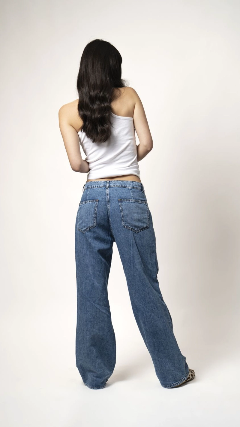 JEANS PARACHOQUE AZUL MOMCHIC AZUL - 4