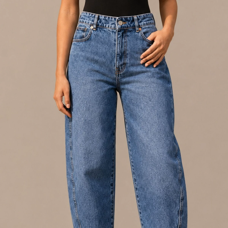 JEANS BARREL TIRO ALTO AZUL MOMCHIC MOMCHIC AZUL - 1