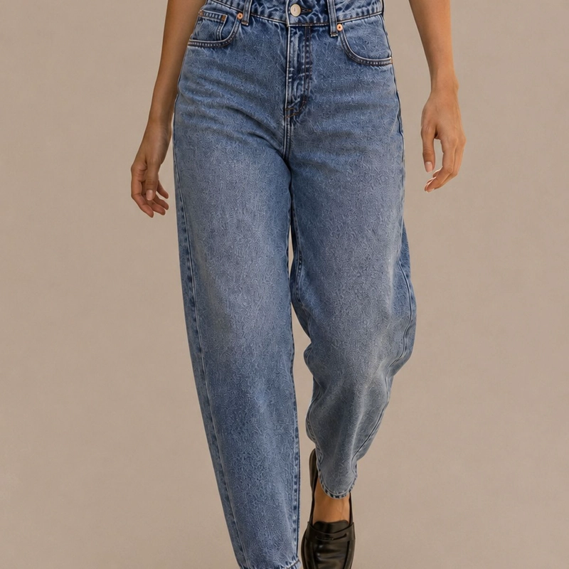 JEANS BARREL TIRO ALTO AZUL MOMCHIC MOMCHIC AZUL - 2