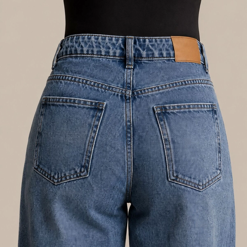 JEANS BARREL TIRO ALTO AZUL MOMCHIC MOMCHIC AZUL - 4