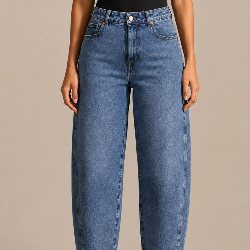 JEANS BARREL TIRO ALTO AZUL MOMCHIC MOMCHIC AZUL - 5