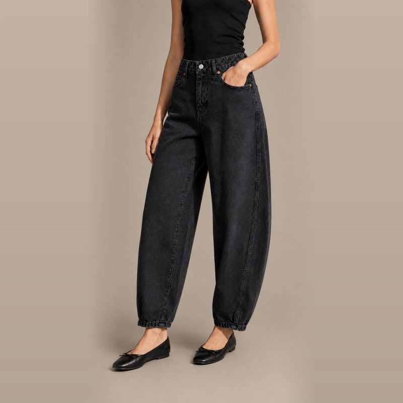 JEANS BARREL TIRO ALTO NEGRO MOMCHIC MOMCHIC NEGRO - 1