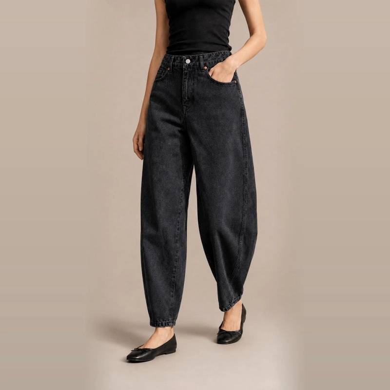 JEANS BARREL TIRO ALTO NEGRO MOMCHIC MOMCHIC NEGRO - 4