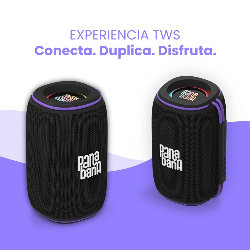 PARLANTE PANABANA FLOW BT 10W IPX 6 HORAS TWS RGB NEGRO - 8