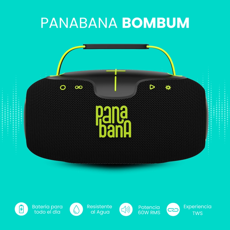 PARLANTE PANABANA BOMBUM BLUETOOTH 60W IPX5 10400MAH TWS NEGRO - 2