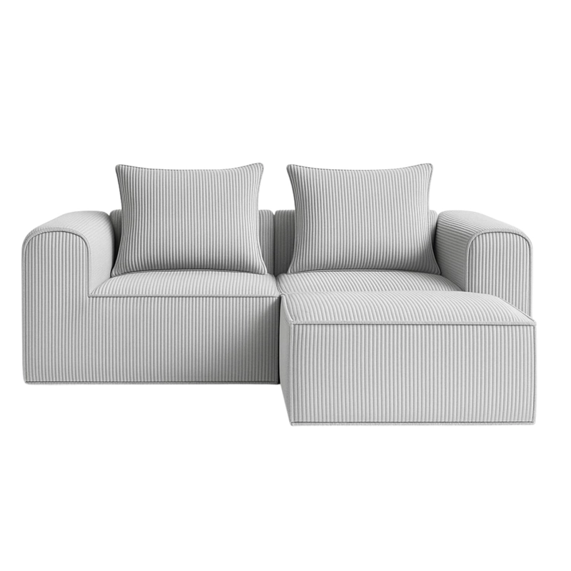 SOFA LOOP 2 CUERPOS + POUF | ESPUMA COMPRIMIDA | 194X57X167 GRIS CLARO G134 - 3