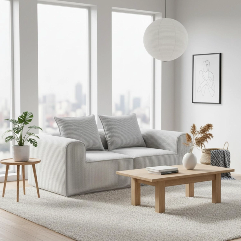 SOFA LOOP 2 CUERPOS | ESPUMA COMPRIMIDA | 194X57X97 GRIS CLARO G13 - 2
