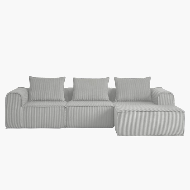 SOFA LOOP 3 CUERPOS + POUF | ESPUMA COMPRIMIDA |270X58X167 GRIS CLARO G1234 - 4
