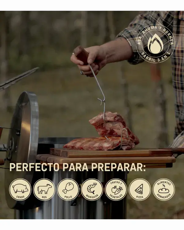 BARRIL PARRILLA AHUMADOR Y ASADOR GRANDE PREMIUM - 10