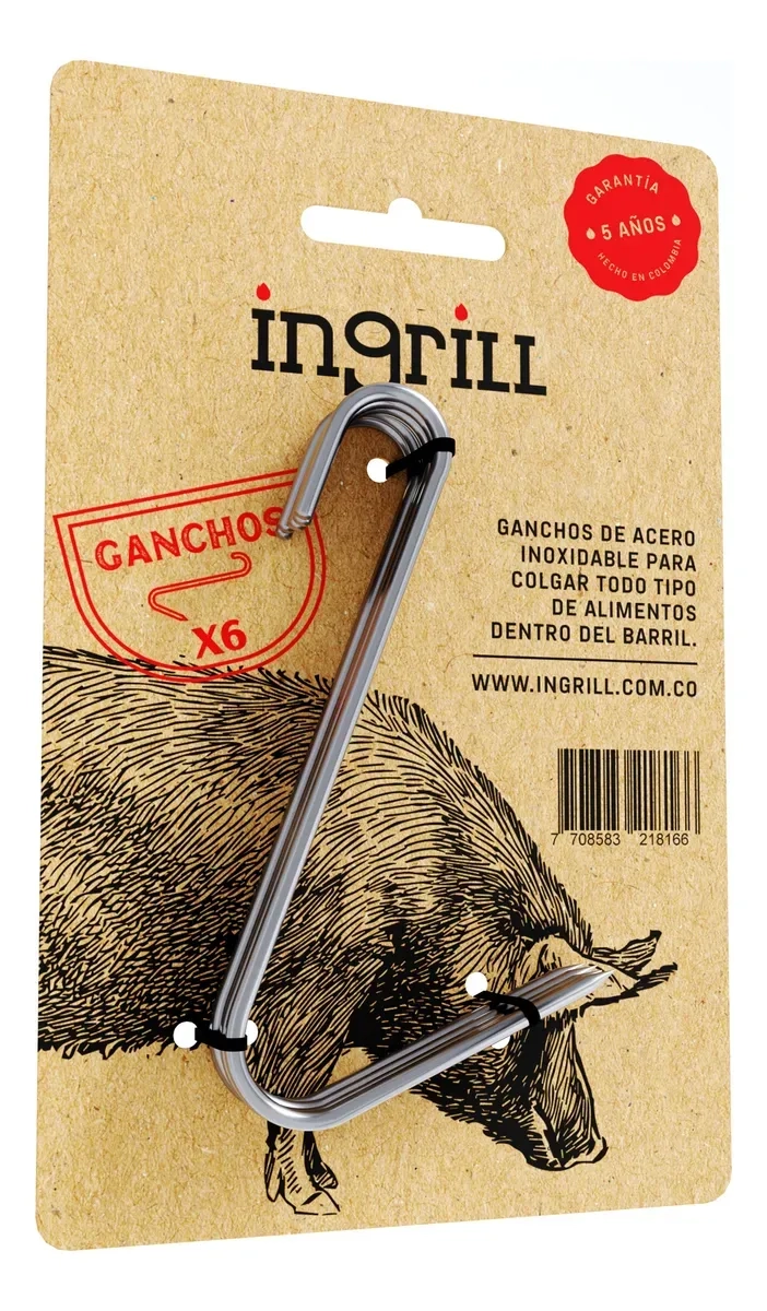 KIT DE 6 GANCHOS PARA BARRIL PARRILLA AHUMADOR Y ASADOR - 3