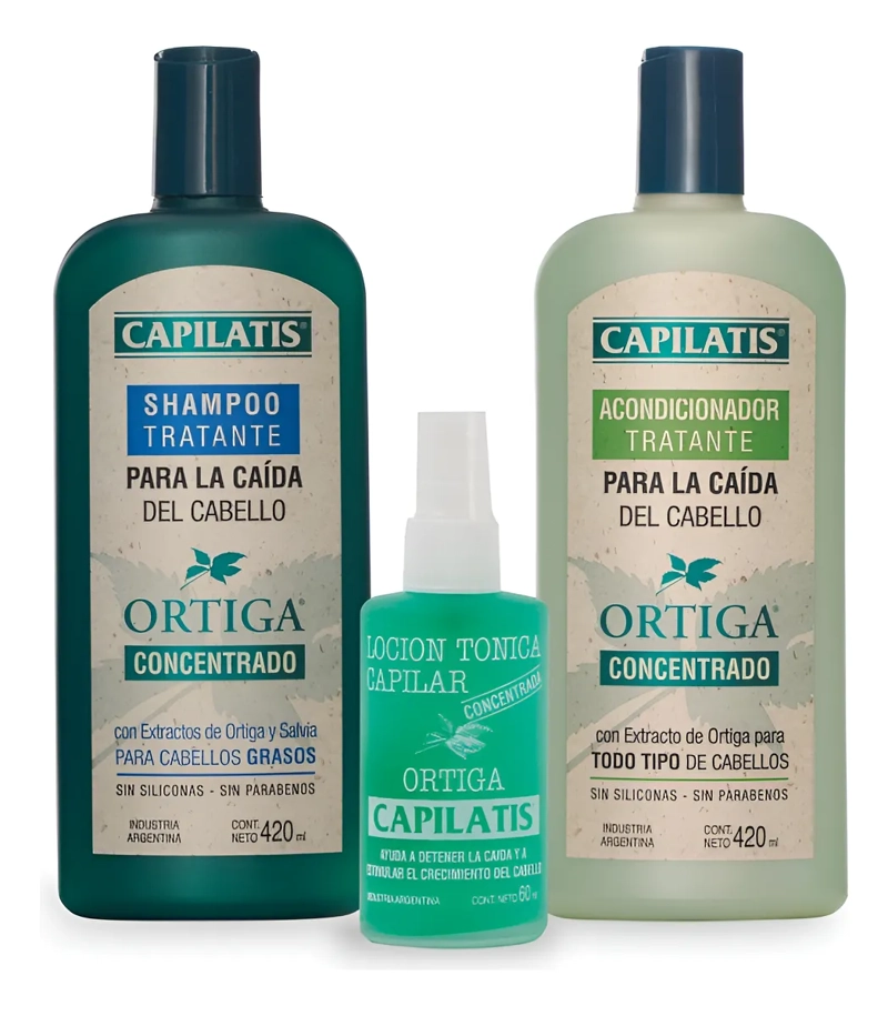 CAPILATIS SET ORTIGA CONCENTRADO GRASO SHAMPOO + ACONDICIONADOR + LOCION ORTIGA - 1