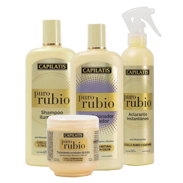 CAPILATIS SET PURO RUBIO SHAMPOO + ACOND +TRATAMIENTO + SPRAY ACLARANTE - 1
